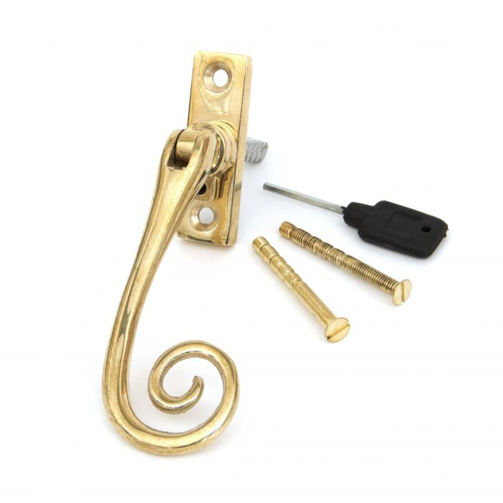 From the Anvil Slim Monkey Tail Espag Window Handle - Polished Brass (Right Hand)
